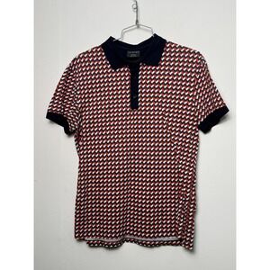 Inimigo Mens Small Polo Shirt Geometric Chevron Red Navy White Cotton Portugal
